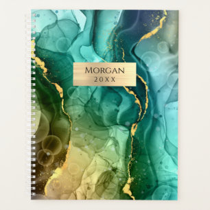 do-it-yourself Nom/Date Turquoise/Encre d'or Abstr