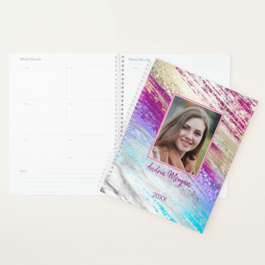 do-it-yourself Photo/Nom/Année/Turquoise Fuchsia P (Devant avec enveloppe)