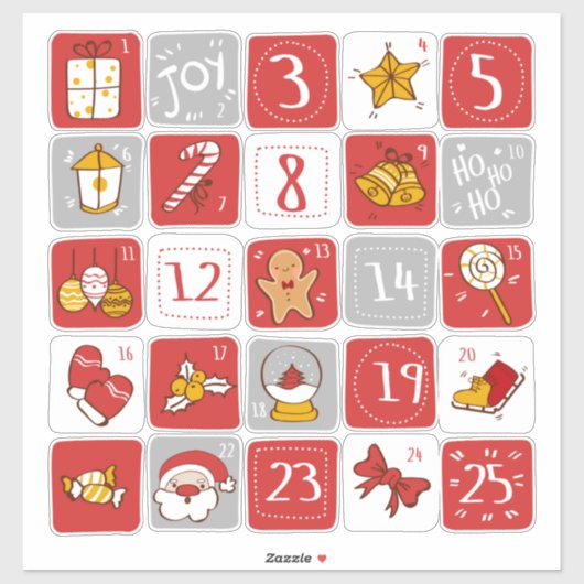 do-it-yourself Stickers Calendrier de l'Avent ROUG (Feuille)