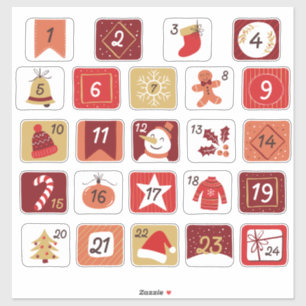 do-it-yourself Stickers Calendrier de l'Avent ROUG