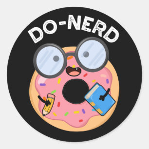 Do-nerd Funny Nerdy Donut Pun Dark BG Ronde Sticker