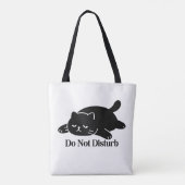 Do Not Disturb Black Cat Tote Bag Cute Lazy Cat (Dos)