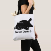 Do Not Disturb Black Cat Tote Bag Cute Lazy Cat (De près)
