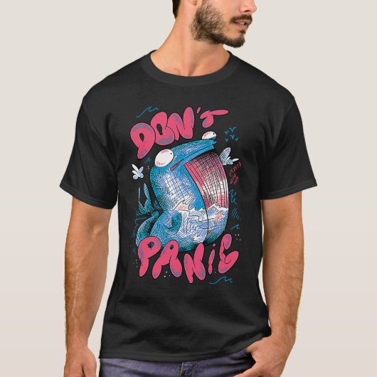 Do not panic scary shark t-shirt (Voorkant)