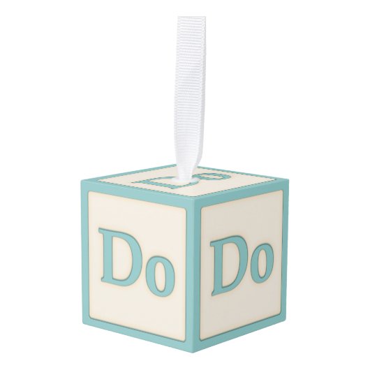 "Do" Solfeggio Musical Baby Blocks Aqua Kubus Ornament (Voorkant hoekig)