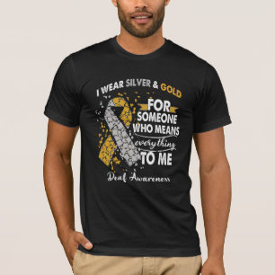 Doaf Awareness Warrior Support Silver&Gold Ribbon T-shirt