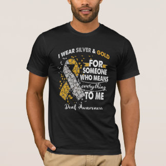 Doaf Awareness Warrior Support Silver&Gold Ribbon T-shirt