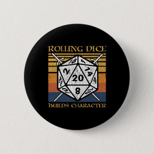 Dobbelen Bouwt Karakter Grappige Rpg Tafelblad G Ronde Button 5,7 Cm