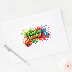 Dobbelsteensticker 'Geluk'” Ovale Sticker