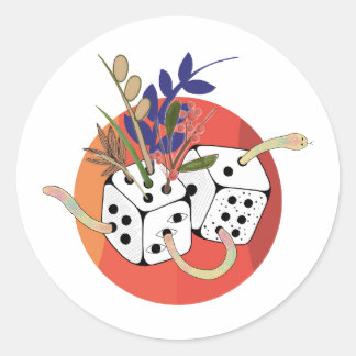 Dobbelstenen in Parallel Universum Ronde Sticker