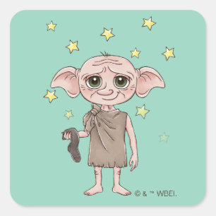 Dobby-watercolorakterkunst Vierkante Sticker