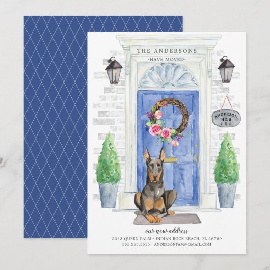 Doberman Aankondiging voor het verplaatsen van voo (Voorkant / Achterkant)