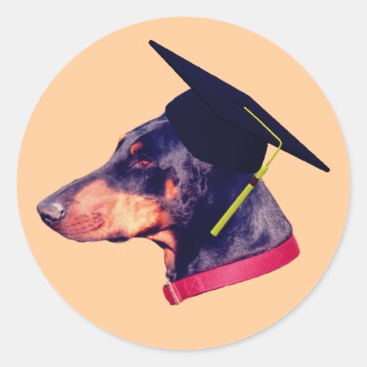 Doberman Afstuderen Pet Funny Ronde Sticker (Voorkant)