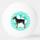 Doberman; Aqua Green Chevron Pingpongballen (Voorkant)