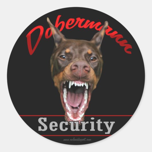 Doberman Beveiliging Ronde Sticker (Voorkant)