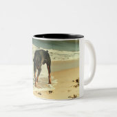 Doberman bij het Afbeelding voor het verven van he Tweekleurige Koffiemok (Voorkant rechts)