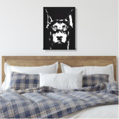 Doberman Black & White Wrapped Canvas afdrukken (Insitu (Slaapkamer))