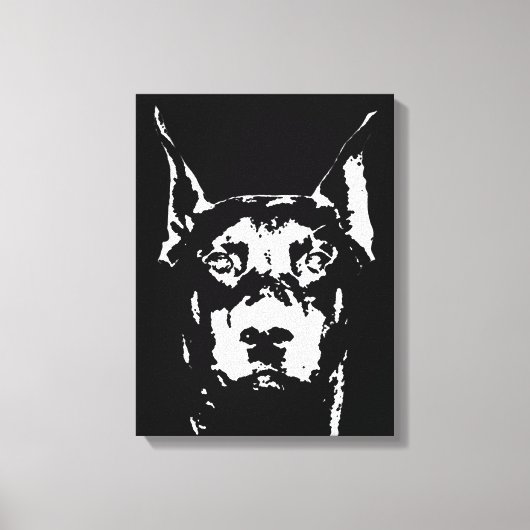 Doberman Black & White Wrapped Canvas afdrukken (Voorkant)