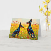 Doberman Blank Kaart (Gele Bloem)