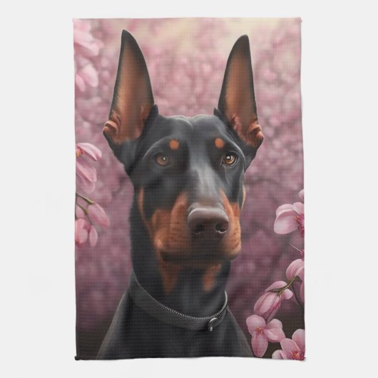 Doberman charm theedoek (Verticaal)