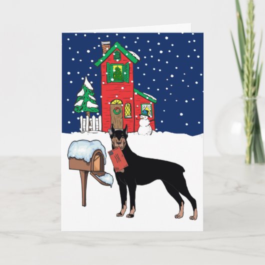 Doberman Christmas Feestdagen Kaart (Voorkant)