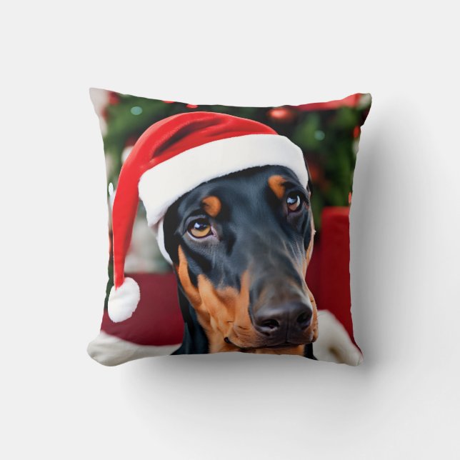 Doberman Christmas Kussen (Voorkant)