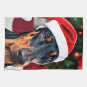 Doberman Christmas Theedoek (Horizontaal)