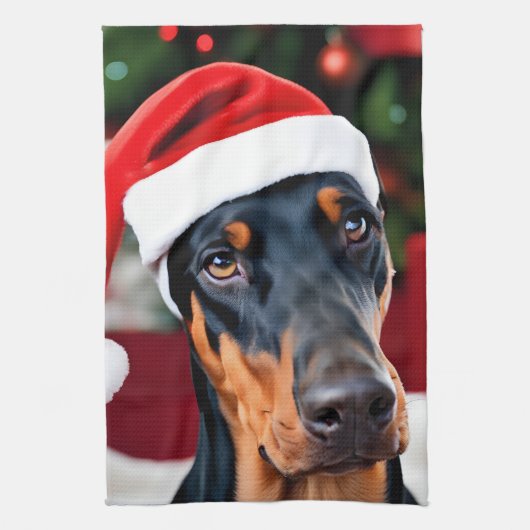 Doberman Christmas Theedoek (Verticaal)