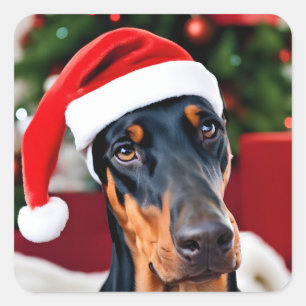 Doberman Christmas Vierkante Sticker