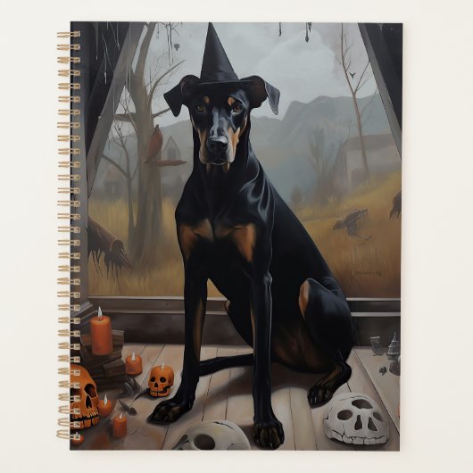 Doberman Citrouille Halloween effroi (Devant)