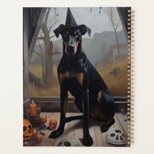 Doberman Citrouille Halloween effroi (Dos)