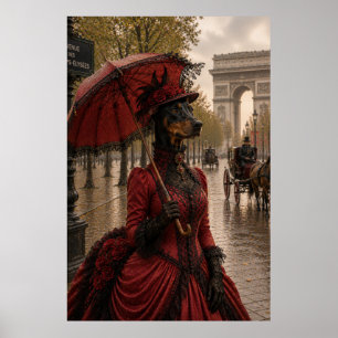 Doberman Dame op de Champs-Élysées – Victoriaans P Poster