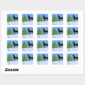 Doberman Decorting Tree in the Forest Vierkante Sticker (Vel)