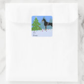 Doberman Decorting Tree in the Forest Vierkante Sticker (Tas)