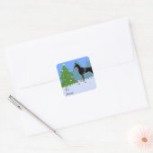 Doberman Decorting Tree in the Forest Vierkante Sticker (Envelop)