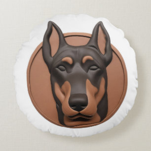 Doberman Dog 3D geïnspireerd Rond Kussen