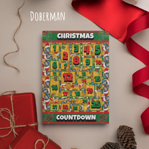 Doberman Dog Countdown Kerstmis Advent Calendar Feestdagenkaart