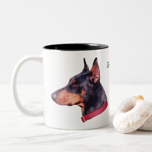 Doberman Dog Face Foto gepersonaliseerd Tweekleurige Koffiemok