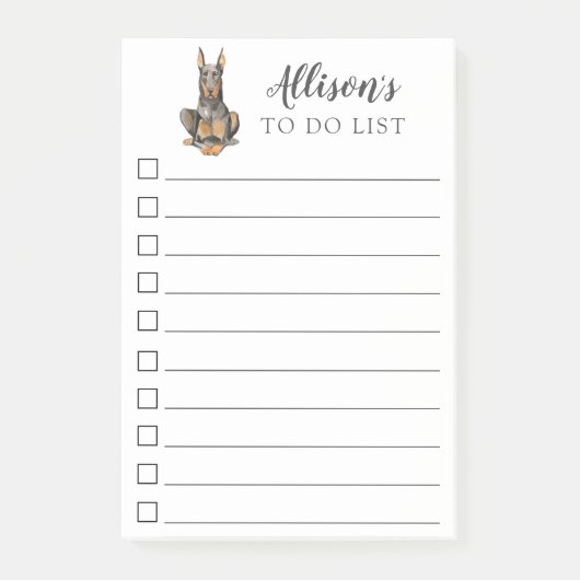 Doberman Dog gepersonaliseerd om lijst te doen Post-it® Notes (Voorkant)