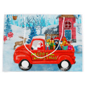 Doberman Dog in kerstcadeauwagen Groot Cadeauzakje (Voorkant)