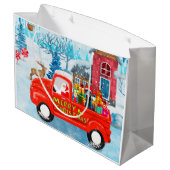 Doberman Dog in kerstcadeauwagen Groot Cadeauzakje (Achterkant Gekanteld)