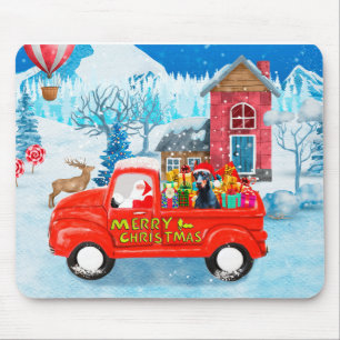 Doberman Dog in kerstcadeauwagen Muismat