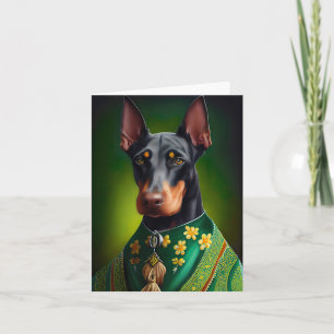 Doberman Dog in St. Patrick's Day Dress Kaart