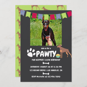 Doberman Dog invitation photo anniversaire