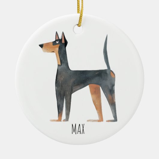 Doberman Dog Keramisch Ornament (Voorkant)