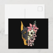 Doberman Dog met bloemen Briefkaart (Voorkant / Achterkant)
