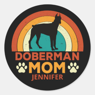  Doberman Dog Mom Sunset gepersonaliseerd Ronde Sticker