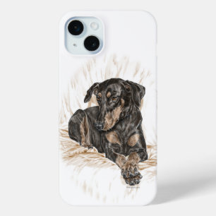 Doberman Dog Natural Ears iPhone 15 Mini Hoesje