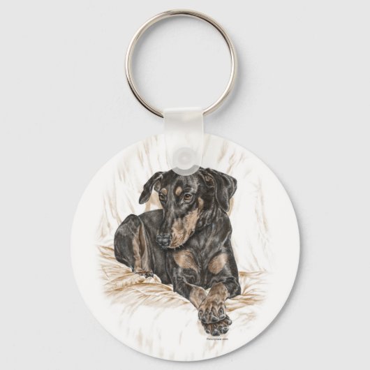 Doberman Dog Natural Ears for Keys Sleutelhanger (Voorkant)
