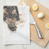 Doberman Dog Natural Ears Theedoek (Quarter Fold)